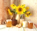 Still life with sunflowers Royalty Free Stock Photo