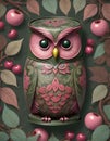 Still Life of Tin Jar with Owl Design, Rustic Charm, Generative AI