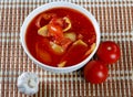 Still life with tomatoes and garlic Royalty Free Stock Photo