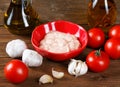 Still life with tomatoes and garlic Royalty Free Stock Photo