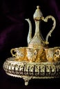 Still life Traditional Arabic golden Coffee set with dallah. Dar Royalty Free Stock Photo