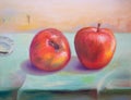 Still life with two apples