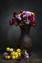 Still life with two bouquets of chrysanthemums Royalty Free Stock Photo