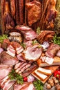 Still life of various smoked pork meat Royalty Free Stock Photo