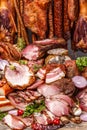 Still life of various smoked pork Royalty Free Stock Photo