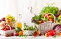 Still life with various types of fresh vegetables, fruits and berries Royalty Free Stock Photo