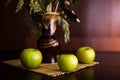 Still life vase and apples