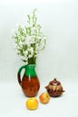 Still life with vase of bells and apples Royalty Free Stock Photo