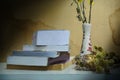Still life vase flower with antique book Royalty Free Stock Photo