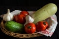 Still life of vegetables in a basket Royalty Free Stock Photo