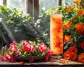 Still life with vegetables and flowers