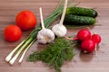 Still life vegetables and herbs Royalty Free Stock Photo