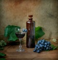 Still life with vine and wine Royalty Free Stock Photo