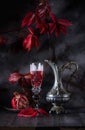 Still life with red wine and fruits Royalty Free Stock Photo