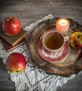 Still life with apples on the dish