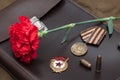Still life with vintage objects dedicated to Victory Day Royalty Free Stock Photo