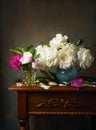 Still life with white peonies