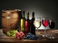 Still-life with wine, cheeses and fruits. Royalty Free Stock Photo