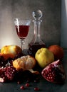 Still life with wine and fresh fruits Royalty Free Stock Photo