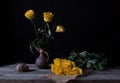 Still life with yellow withered flowers