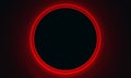 Still red neon rings frame black hole. Hazy gradient creates steam. Royalty Free Stock Photo