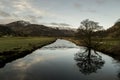 Still river with tree reflection