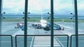 Cabin crew are boarding a plane in Abdul Rachman Saleh Airport.