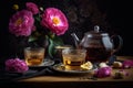 Stilllife flower tea. Generate Ai Royalty Free Stock Photo