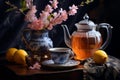 Stilllife flower tea. Generate Ai Royalty Free Stock Photo