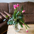 Stilllife at home - a nice bunch of pink tulips in a vase