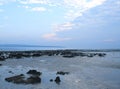 Stillness and Quietude - Peaceful Lonely Rocky Beach at Dawn with Blue Tone, Havelock Island, Andaman, India Royalty Free Stock Photo