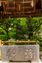 Stillness at the water basin at the entrance of a shrine in Japan for the riual Temizuya purification - 11