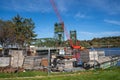 Construction takes place over the St Croix River for the Stillwater Lift Bridge Royalty Free Stock Photo