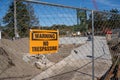 Stillwater, Minnesota - October 14, 2019: No trespassing sign at the Stillwater Lift Bridge construction site Royalty Free Stock Photo