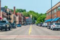 Stillwater, Minnesota/USA-06/03/19 Downtown main road with stores and restaurants