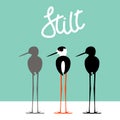 stilt bird vector illustration style Flat black
