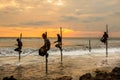 Stilt fisherman in Koggala, Sri Lanka Royalty Free Stock Photo