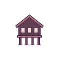 Stilt house icon on white with outline