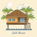 Stilt house. Vector illustration
