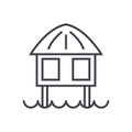 Stilt house vector line icon, sign, illustration on background, editable strokes Royalty Free Stock Photo