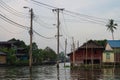 Stilt houses at a klong in Bangkok. Klongs are the canals, that branch off from Chao Phraya river, the big river of Bangkok. The