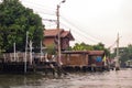 Stilt houses at a klong in Bangkok. Klongs are the canals, that branch off from Chao Phraya river, the big river of Bangkok. The