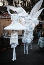 Stilt walkers at Sarlat Christmas market in France