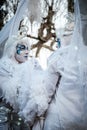 Stilt walkers at Sarlat Christmas market in France