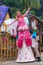 A stilt walking performer at ZooTampa `Creatures of the Night` Halloween event - Tampa, Florida, USA