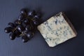 Stilton Blue Cheese with Sable Grapes Royalty Free Stock Photo
