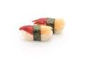 The Stimpson surf (hokkigai) nigiri sushi - japanese food s Royalty Free Stock Photo