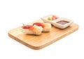 The Stimpson surf (hokkigai) nigiri sushi - japanese food s Royalty Free Stock Photo