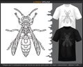 Stinger bee mandala arts isolated on black and white t-shirt