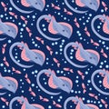 Batomorphi sea life, fish, animals bright seamless pattern. sea travel, snorkeling with animals, tropical fish